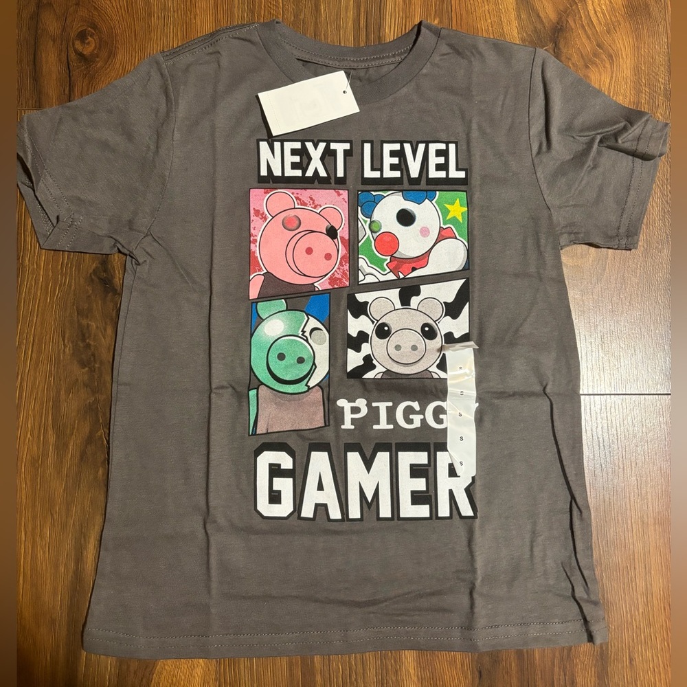 Boys’ Next Level Piggy Gamer Short Sleeve Graphic Shirt - Grey